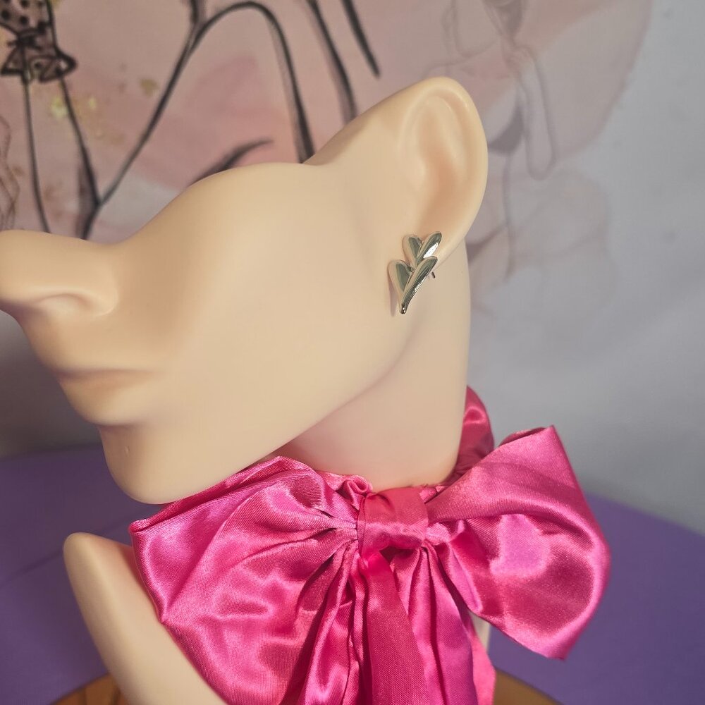 Double Heart Earrings (Silver)